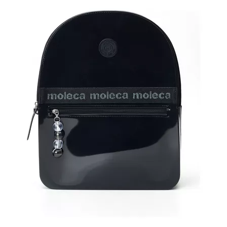 Mochila Negra Brillante Mujer Moleca