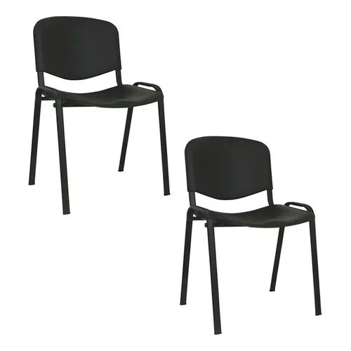 Silla Sala De Espera 2 unidades Sillas De Oficina Para Visitas Iso Negro pack de 2 unidades