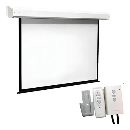 Tela De Projeção Elétrica Domori 84 Polegadas Retratil C/ Controle Remoto Automação Alexa Igreja Matte White Hd Profissional Premium 127v