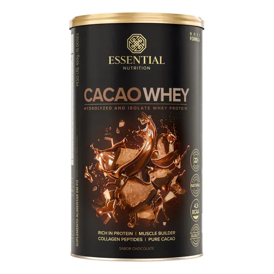 Cacao Whey Protein Isolado e Hidrolisado 420g Essential Nutrition