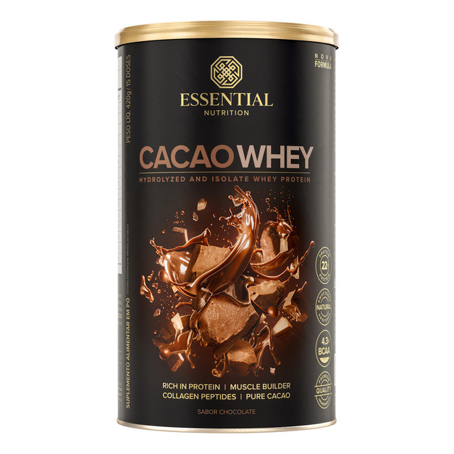 Cacao Whey Protein Isolado E Hidrolisado 420g Essential Nutrition Cacao Whey Protein Isolado E Hidrolisado 420g Essential Nutrition