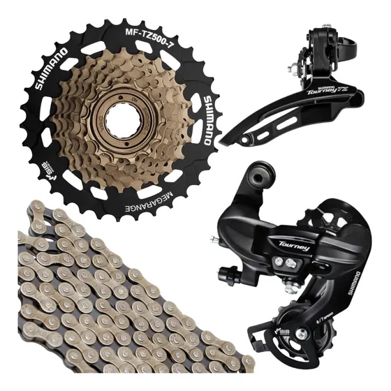 Kit Shimano Index - Câmbios,catraca Megarange,corrente Index