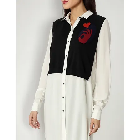 Blusa Mujer Maxi Manga Larga Negra Blanca Only Talla S