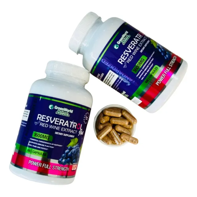 Resveratrol 1600 Mg Con 100 Capsulas Antioxidante 2 Unidades