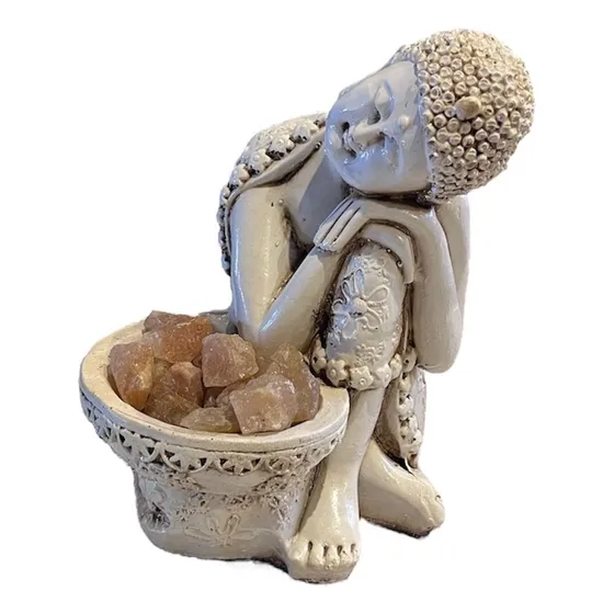 Buda Soñador Con Cuenco En Resina Apto Exterior