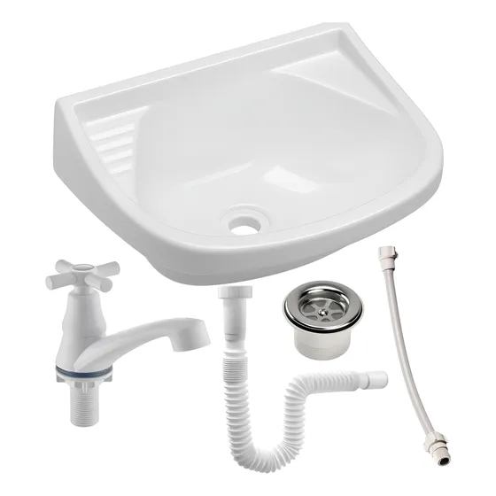 Kit Pileta Lavatorio Pvc Con Canilla Y Accesorios Completo