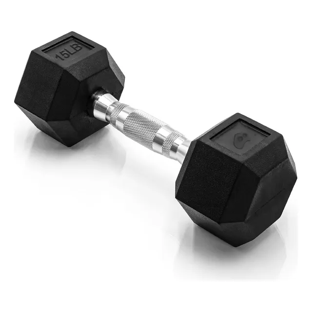 Mancuerna Garselay 15lb Hexagonal Caucho 6.8kg Pesa Gimnasio