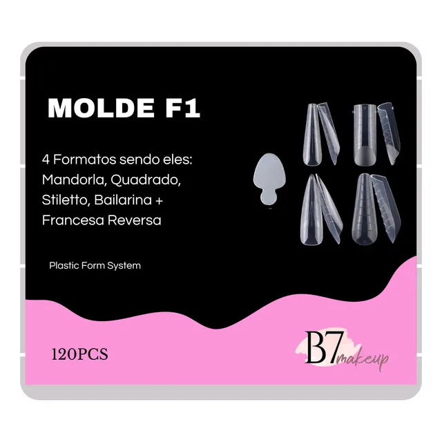 Kit De Molde F1 Quadrado Polygel Transparente 120 Pcs - Zem 