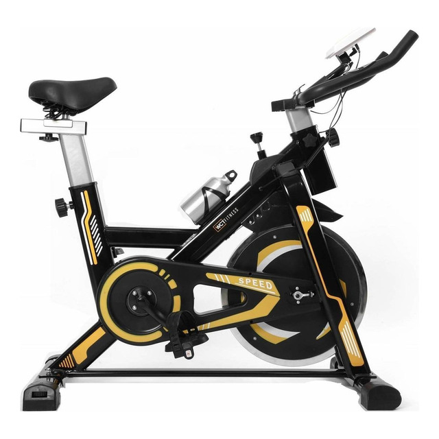 Bicicleta Spinning Com Roda De Inércia De 13kg Wct Fitness Preto Amarelo Bicicleta Spinning Com Roda De Inércia De 13kg Wct Fitness Preto Amarelo