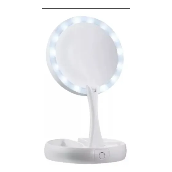 Espejo Con Luz Led Para Maquillaje Plegable + Aumento X 10