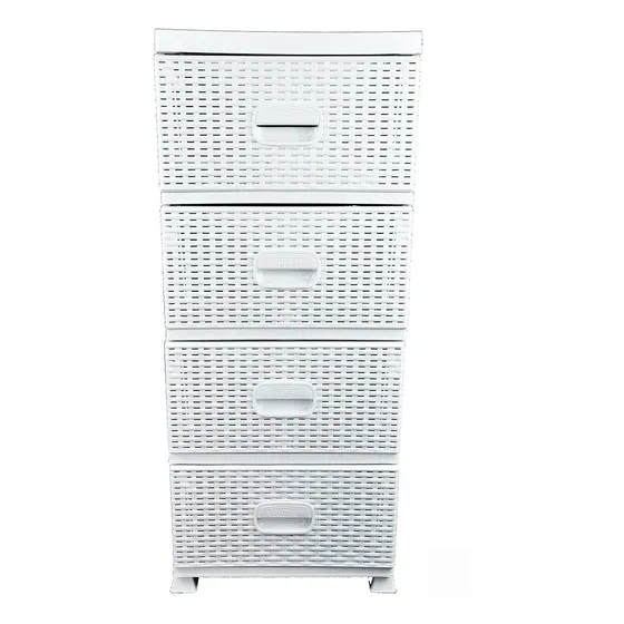 Gavetero Organizador Cajonera Simil Ratán Garageimpo Color Blanco