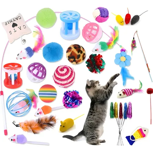 5 Pieces Lifelike Cat Toy Figure Statues Playset Home Decor