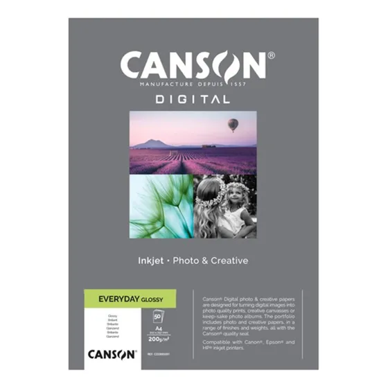 Papel Fotográfico Canson Digital Brillante 200gr A4 50 Hojas Color Multicolor