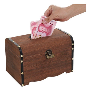 Hu Caja De Dinero De Madera Con Candado, Banco De Monedas, Hu Caja De Dinero De Madera Con Candado, Banco De Monedas,