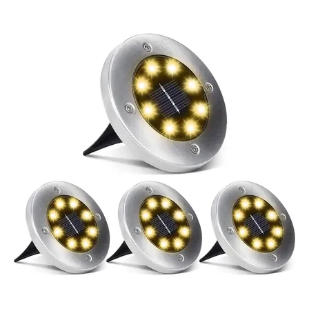 4pcs Luminaria Espeto Jardim Solar Fotocélula Grama Chão