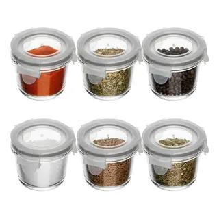 Lyor Kit 6 Pote Vidro Hermético 130ml Papinha Tempero Lyor Transparente