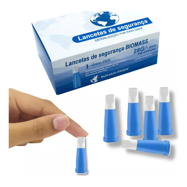 Lanceta Automática Diabete E Glicemia 28g Caixa C/100 Und