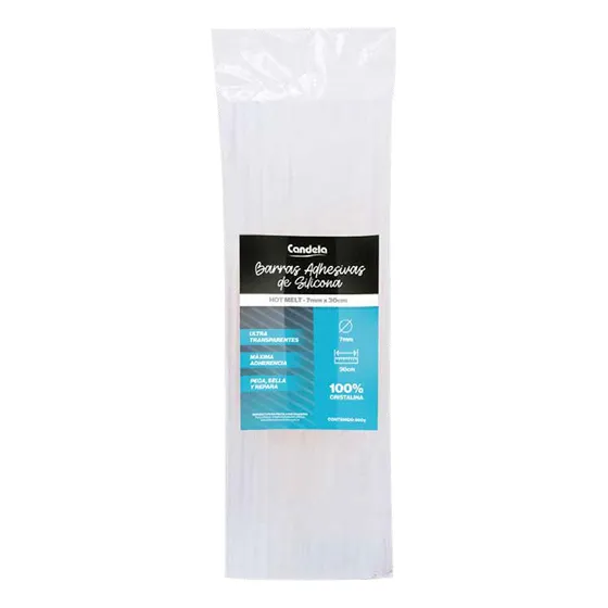 Barra Silicona Fina Gruesa Largas 30cm 7mm 11mm 500g Candela Color Transparente 7mm