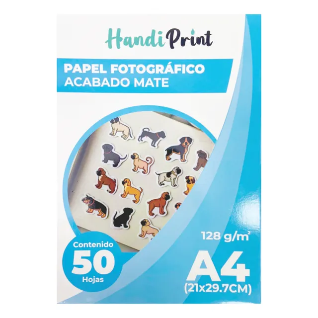 Papel Fotográfico Mate A4*50 128gsm Handi Print Color Blanco