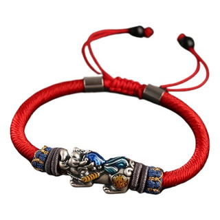 Brazalete De Plata Con Diseño De Amuleto De Buena Suerte Par Brazalete De Plata Con Diseño De Amuleto De Buena Suerte Par