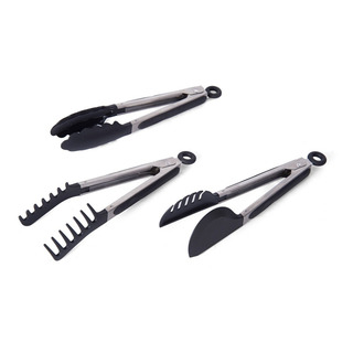 Set De 3 Pinzas Farberware De Acero Inoxidable Color Negro Set De 3 Pinzas Farberware De Acero Inoxidable Color Negro