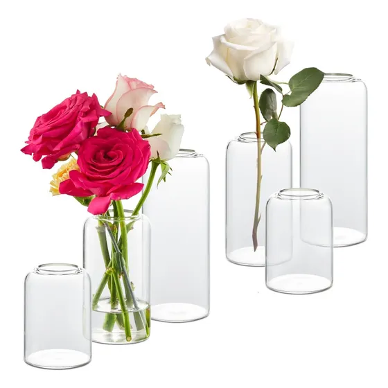 Juego De 6 Jarrones De Cristal Para Centros De Mesa, Jarrone