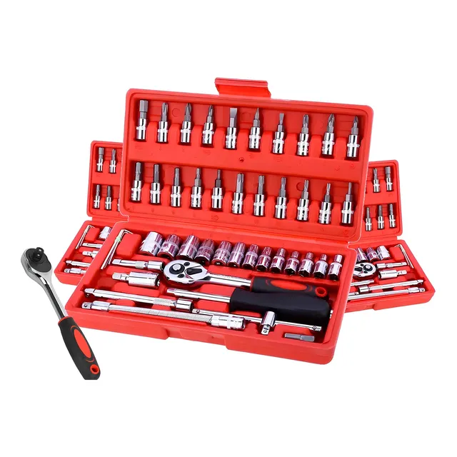 Kit 46 Chave Catraca Jogo De Soquetes Allen Torx Ferramentas