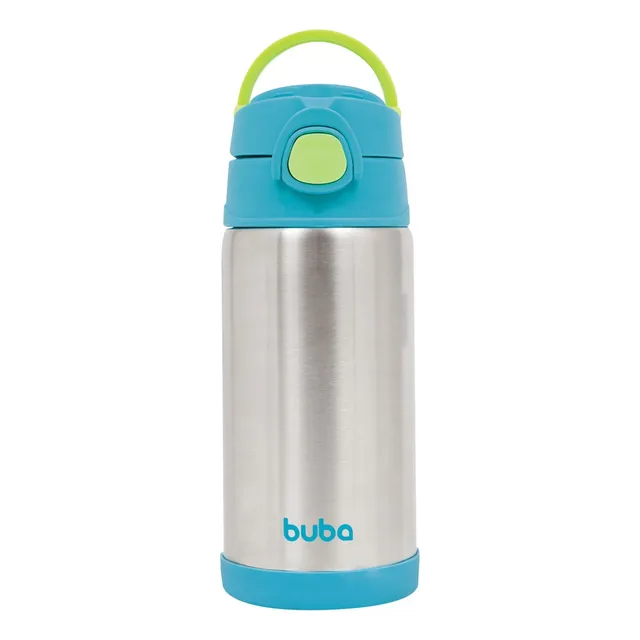 Garrafa Térmica Azul 400ml Bpa Free Com Canudo Buba Garrafa Térmica Azul 400ml Bpa Free Com Canudo Buba