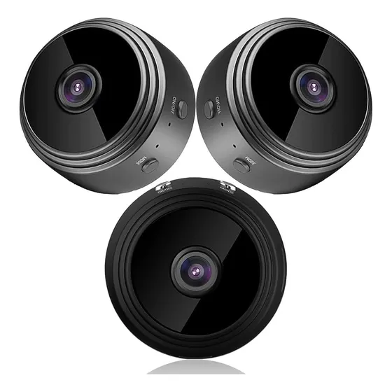 3 Cámaras De Seguridad 1080p Alta Resolución Color Negra