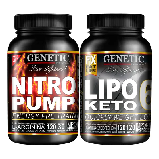 60 Días Arginina Nitro Pump Quemador Grasas Lipo 6 Genetic