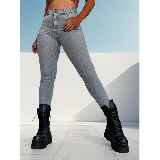 Pantalón Jean Locas Clasico Delhi Acid Elastizado Tiro Alto