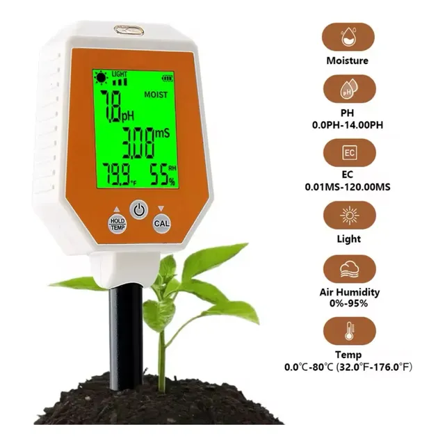 Medidor Ph Phmetro Conductividad Luz Humedad Temp En Suelos