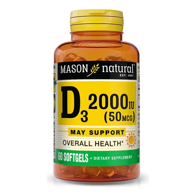 Vitamina D3 2000 Iu Mason Natural 60 Cápsulas Blandas