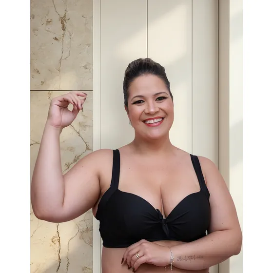 Top Biquíni Meia Taça Alta Sustentação Plus Size Com Bojo