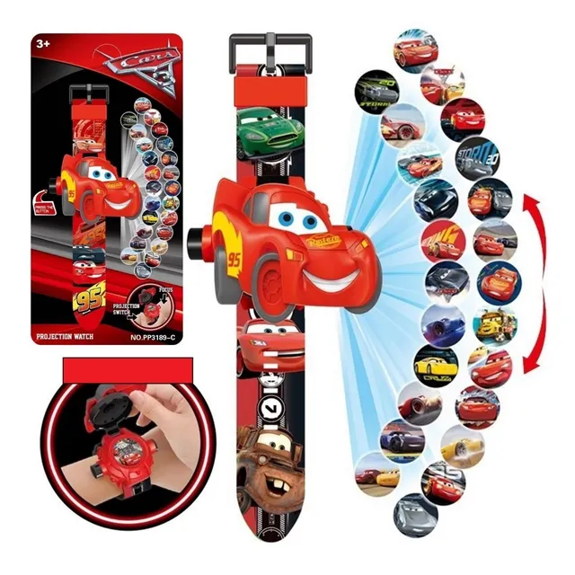 Reloj 3d Con Proyector De 24 Fotos Para Niño Cars