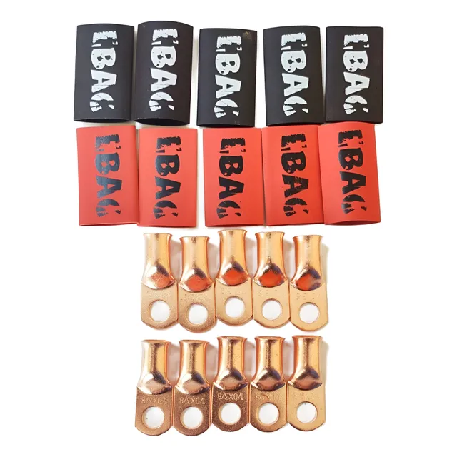 Terminales De Ojillo 100% Cobre Calibre 0 Con Termofit 10 Pz