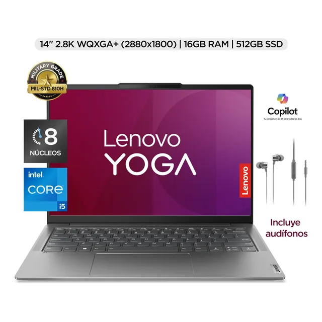 Laptop Lenovo Yoga Slim 6 Ci5 16gb 512ssd + Audífonos Storm Grey