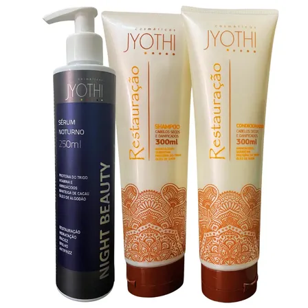 Kit Tratamento Noturno Night Beauty Spa Sérum + Shampoo E Condicionador Reconstrução Capilar Com Queratina Óleo De Ojon E Proteína Do Trigo