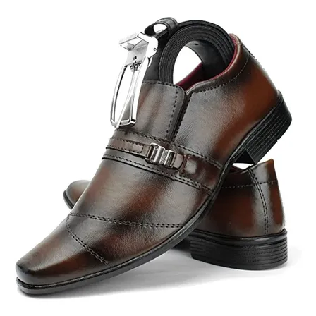 Sapato Social Cappuccino Masculino + Cinto Social