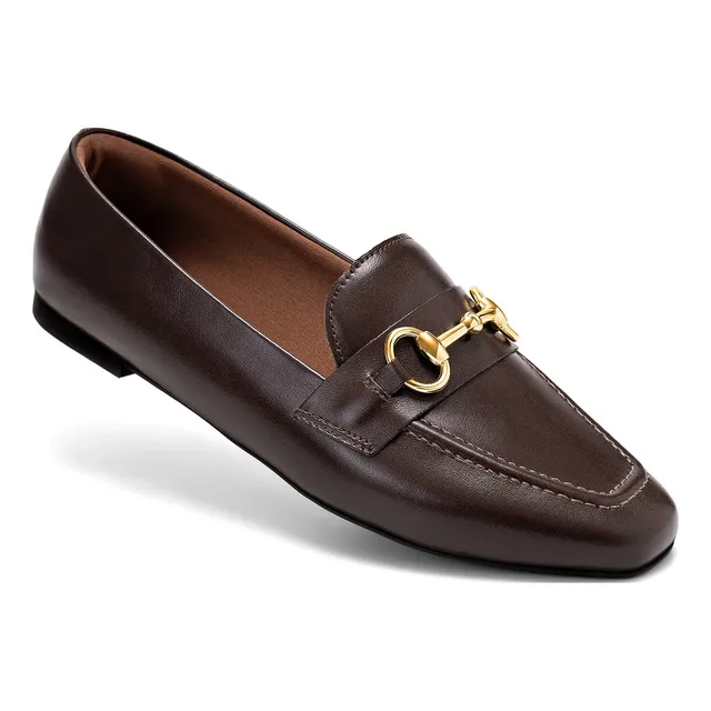 Mocassim Feminino Lumiss Clássico Bico Quadrado Bridão Marrom 37