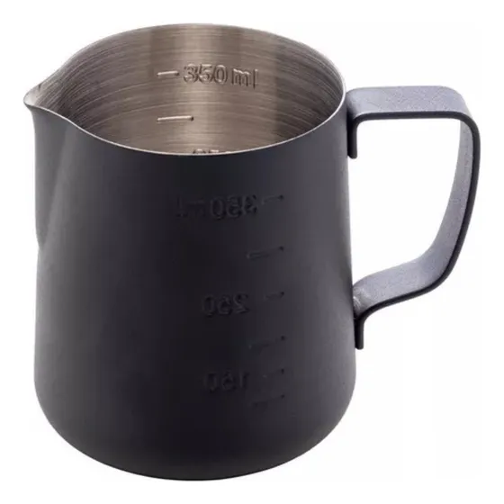 Jarra Leche Medidor Profesional Pitcher Acero Inox 350ml Color Acero Negro