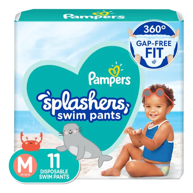 Pañales Pampers Splashers Talla M, 11 Piezas, Bebés 9-15 Kg Mediano (m) Sin Género