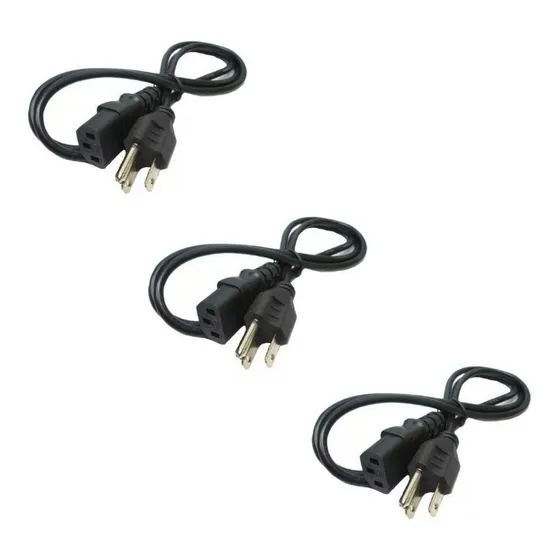 3 Cable Poder Corriente Para Computadora Impresora Monitor 