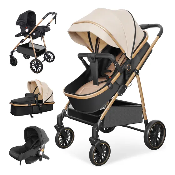 Carriola De Bebé Con Cunita Portabebe Bastón Cochecito 6 En1
