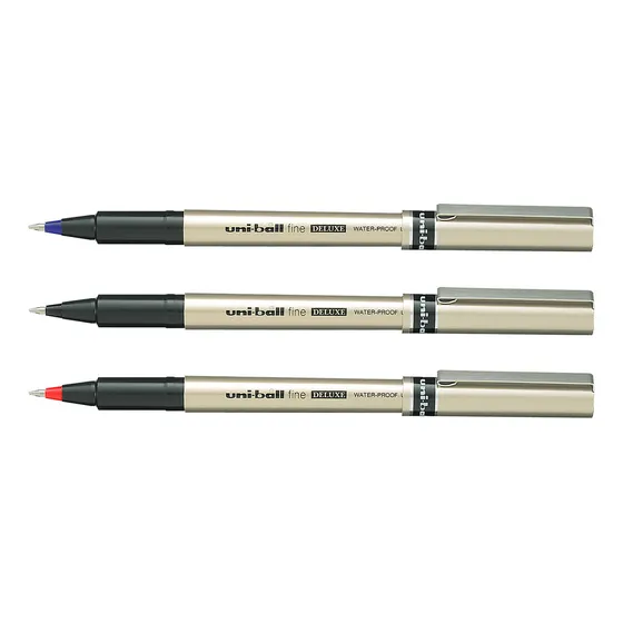 Kit Caneta Rollerball Uni-ball Deluxe Fine 0.7mm 3 Cores Tinta Azul/preta/vermelha
