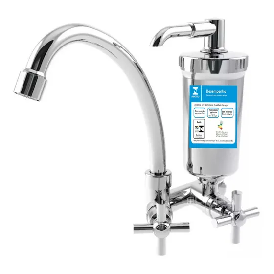 Torneira Filtro De Cozinha Parede Slim Cromado ¼ Volta C-31