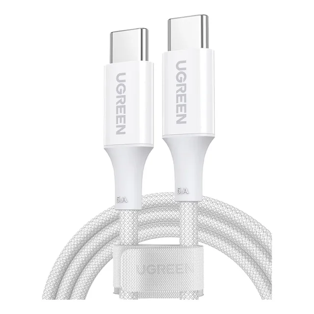 Cable Ugreen Usb-c A Usb-c 2mts 100w Nylon Trenzado Color Blanco