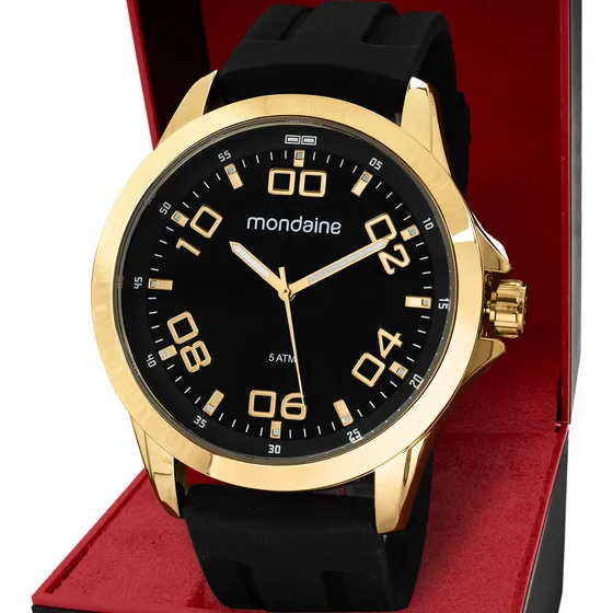 Relógio Mondaine Masculino Analógico Esportivo Dourado