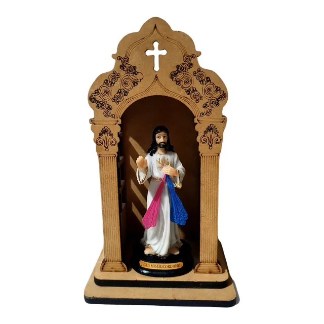 Imagem Jesus Misericordioso Resina Com Capela Oratorio