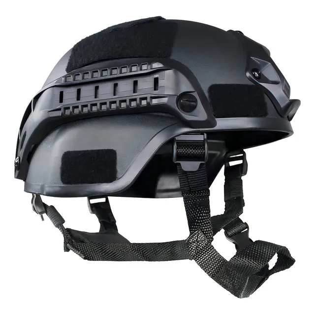 Rack & Pack Casco Tactico Militar Balistico Ajustable Para Airsoft Gotcha Paintball Soporte Para Camara Deportiva Rieles Laterales Casco De Protección Rapida Abs Almohadillas Interiores Color Negro